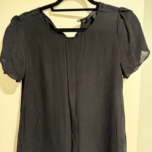 J Crew Black Silk Tulip Sleeve XS Top